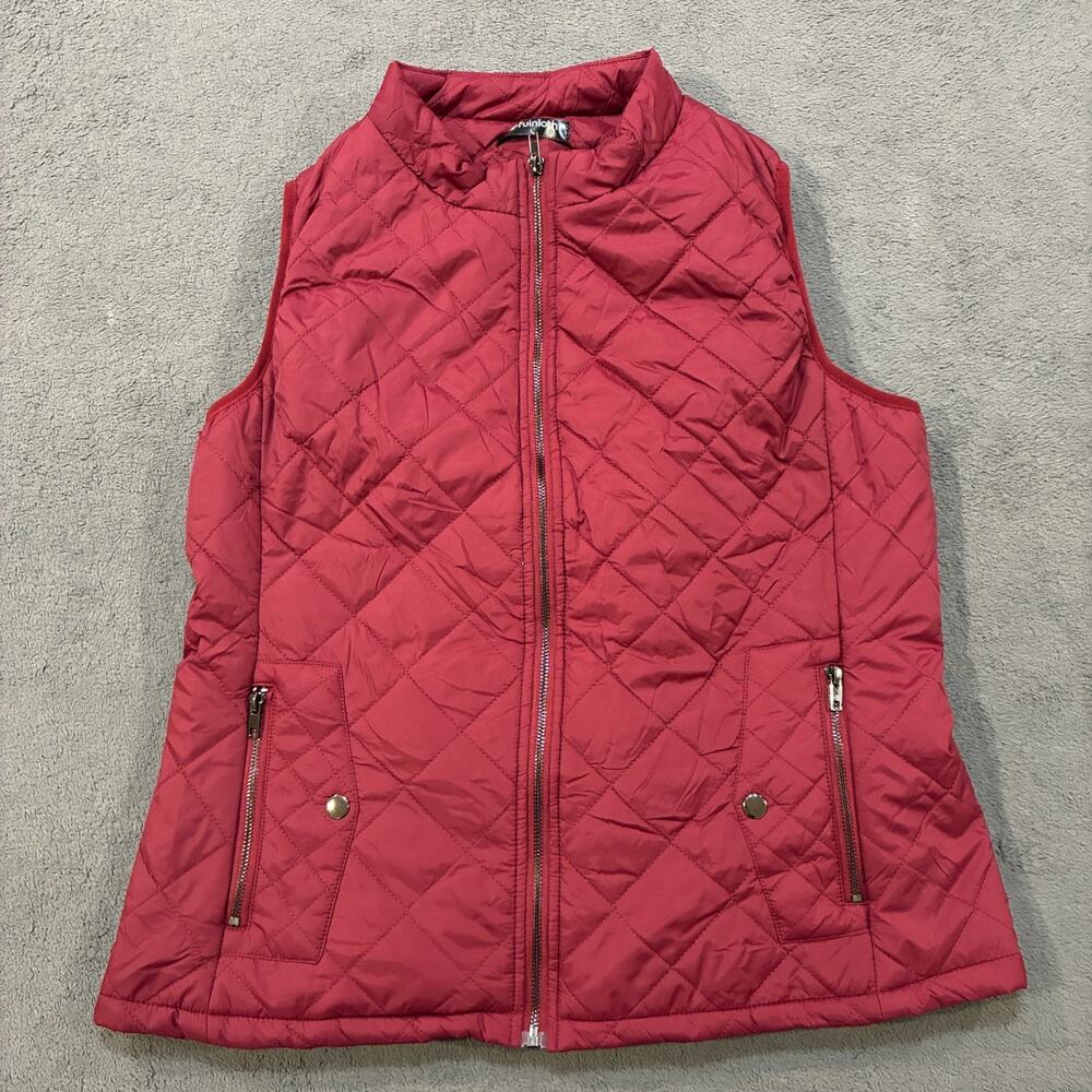 Fuinloth Maroon Lightweight Full Zip Quilted Outdoor Puffer Vest Women's Size L
